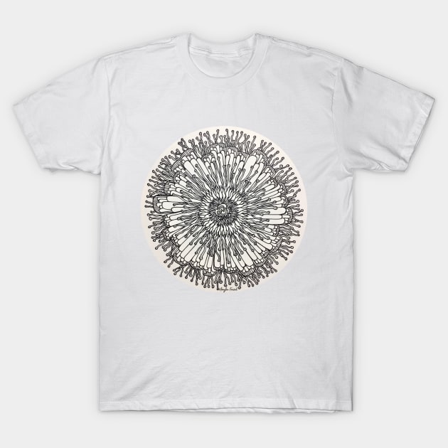 Black and White Flower T-Shirt by amyliafaizalart